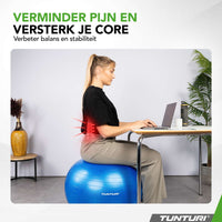 Tunturi Ballon de fitness anti éclatement bleu - 55 cm