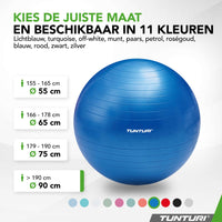 Tunturi Fitnessbal anti burst blauw - 90 cm