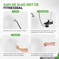 Tunturi Ballon de fitness anti-éclatement blanc cassé - 65 cm