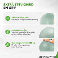 Tunturi Ballon de fitness anti éclatement menthe - 65 cm