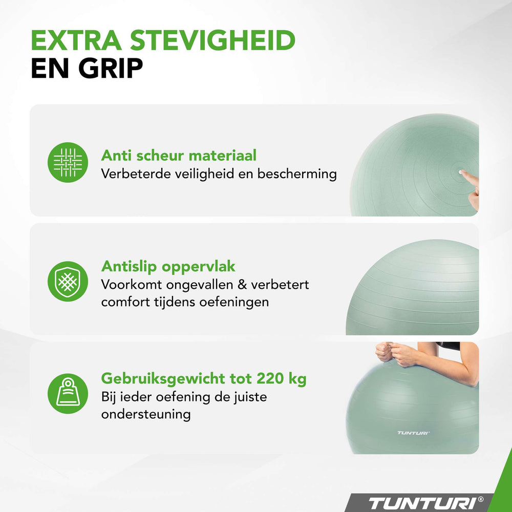 Tunturi Ballon de fitness anti éclatement menthe - 90 cm