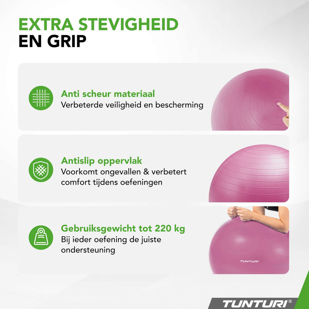 Tunturi Ballon de fitness anti éclatement violet - 65 cm