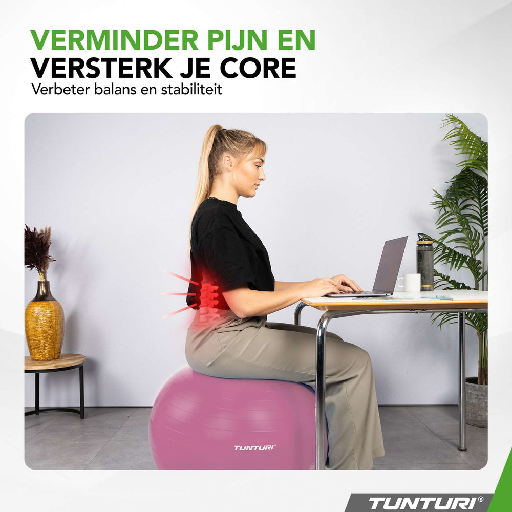 Tunturi Ballon de fitness anti éclatement violet - 65 cm