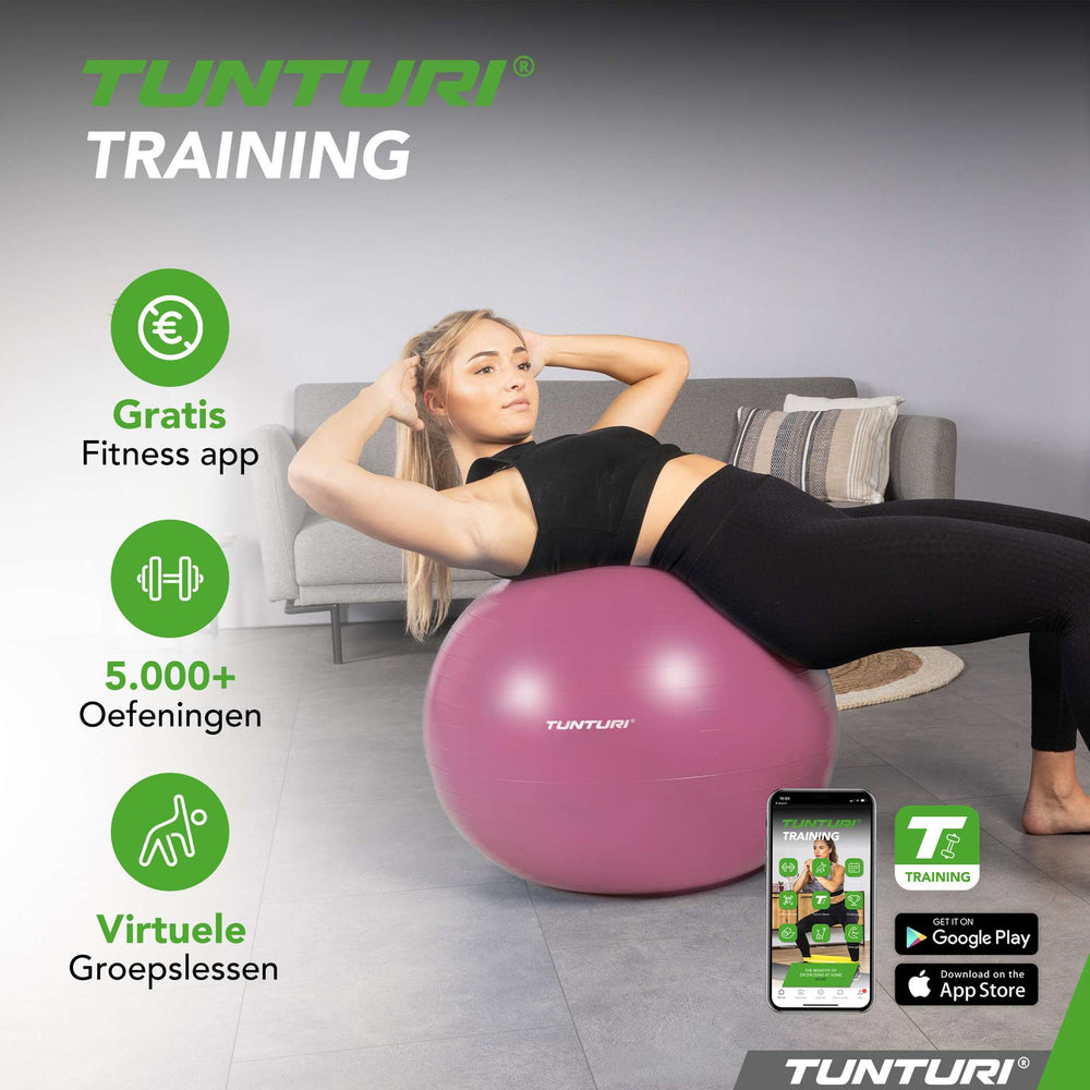 Tunturi Ballon de fitness anti éclatement violet - 65 cm