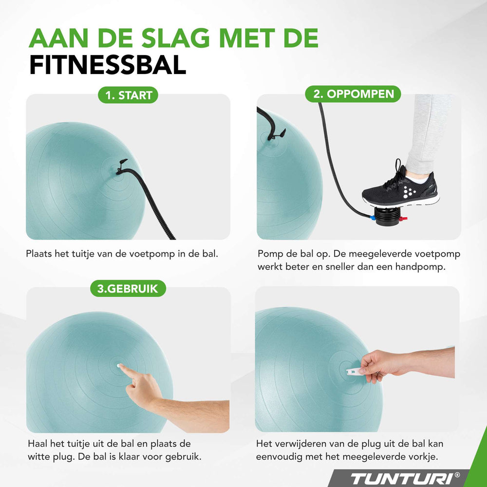 Tunturi Ballon de fitness anti éclatement essence - 65 cm