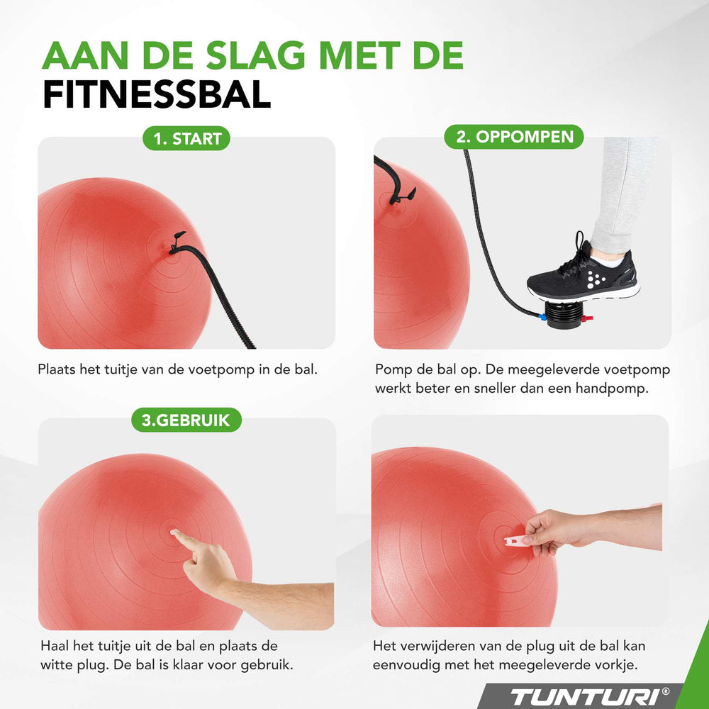 Ballon de fitness Tunturi anti-éclatement or rose - 65 cm