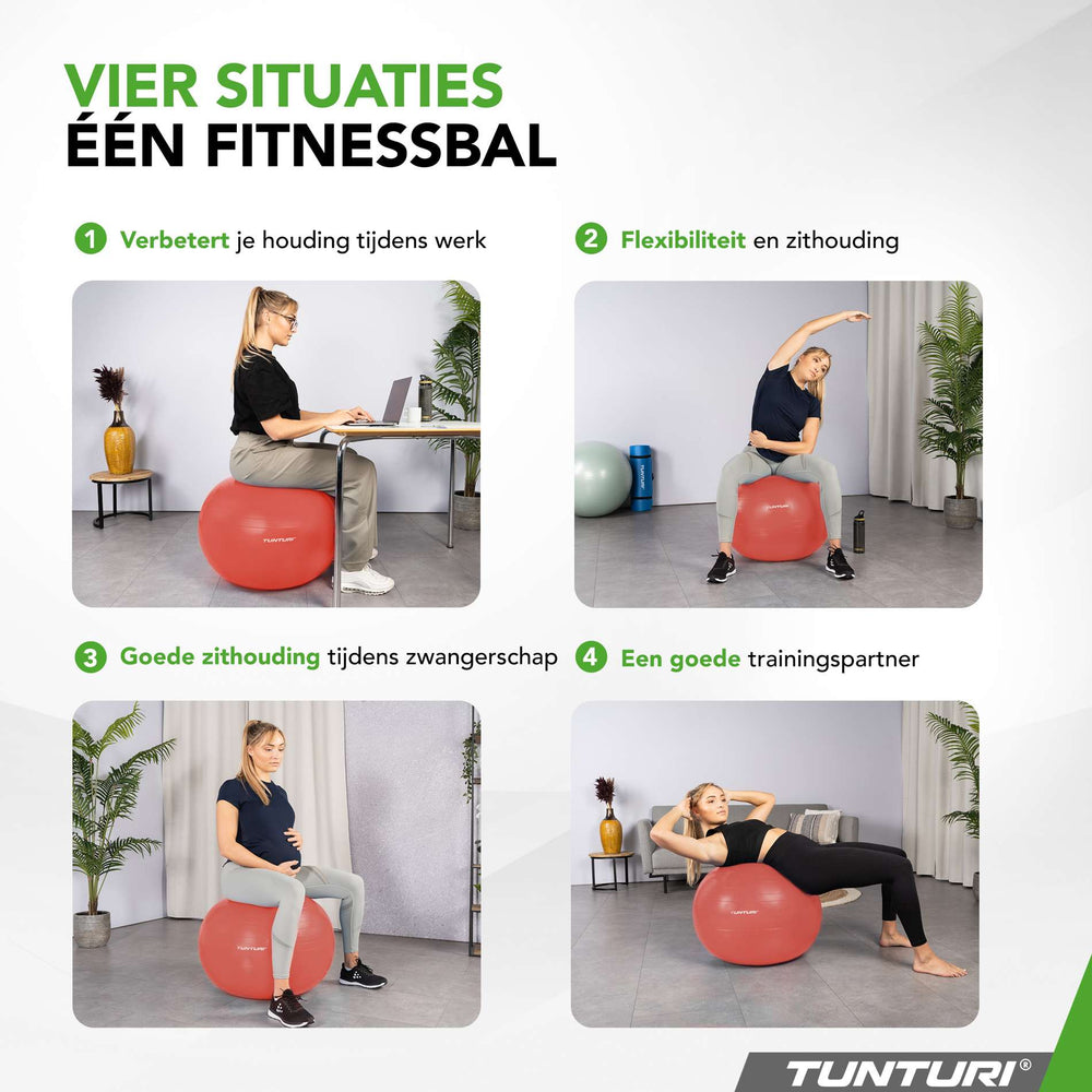 Ballon de fitness Tunturi anti-éclatement or rose - 65 cm