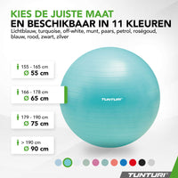 Tunturi Fitnessbal anti burst turquoise - 65 cm