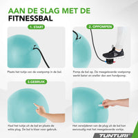 Tunturi Fitnessbal anti burst turquoise - 65 cm