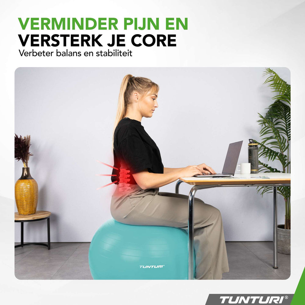 Tunturi Fitnessbal anti burst turquoise - 75 cm