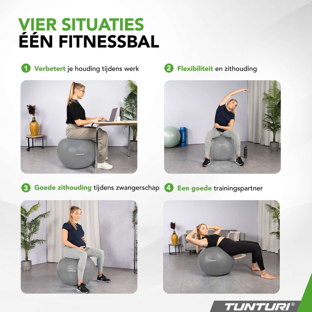 Tunturi Fitnessbal anti burst zilver - 65 cm