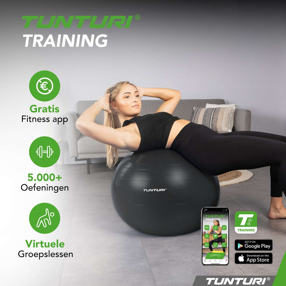 Tunturi Ballon de fitness anti éclatement noir - 55 cm