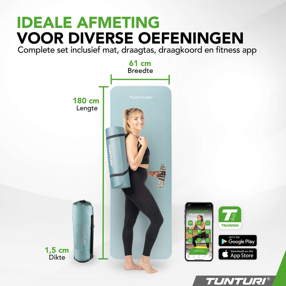 Tunturi Fitnessmat NBR 15mm - Lichtblauw