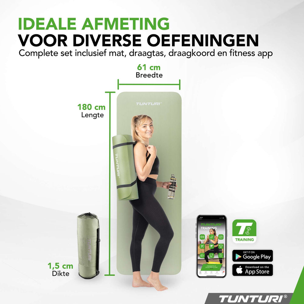 Tunturi Fitnessmat NBR 15mm - Mint