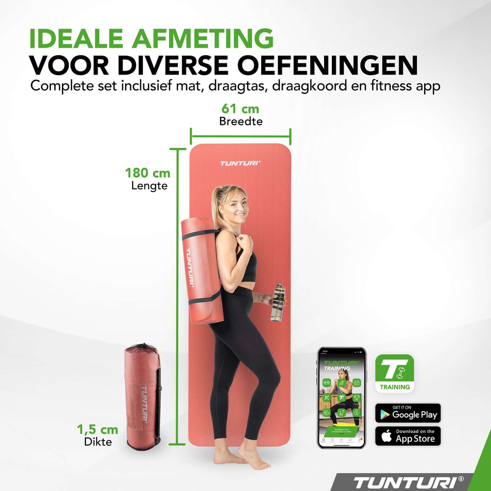 Tunturi Fitnessmat NBR 15mm - Roségoud