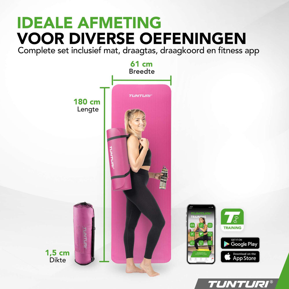 Tunturi Fitnessmat NBR 15mm - Roze