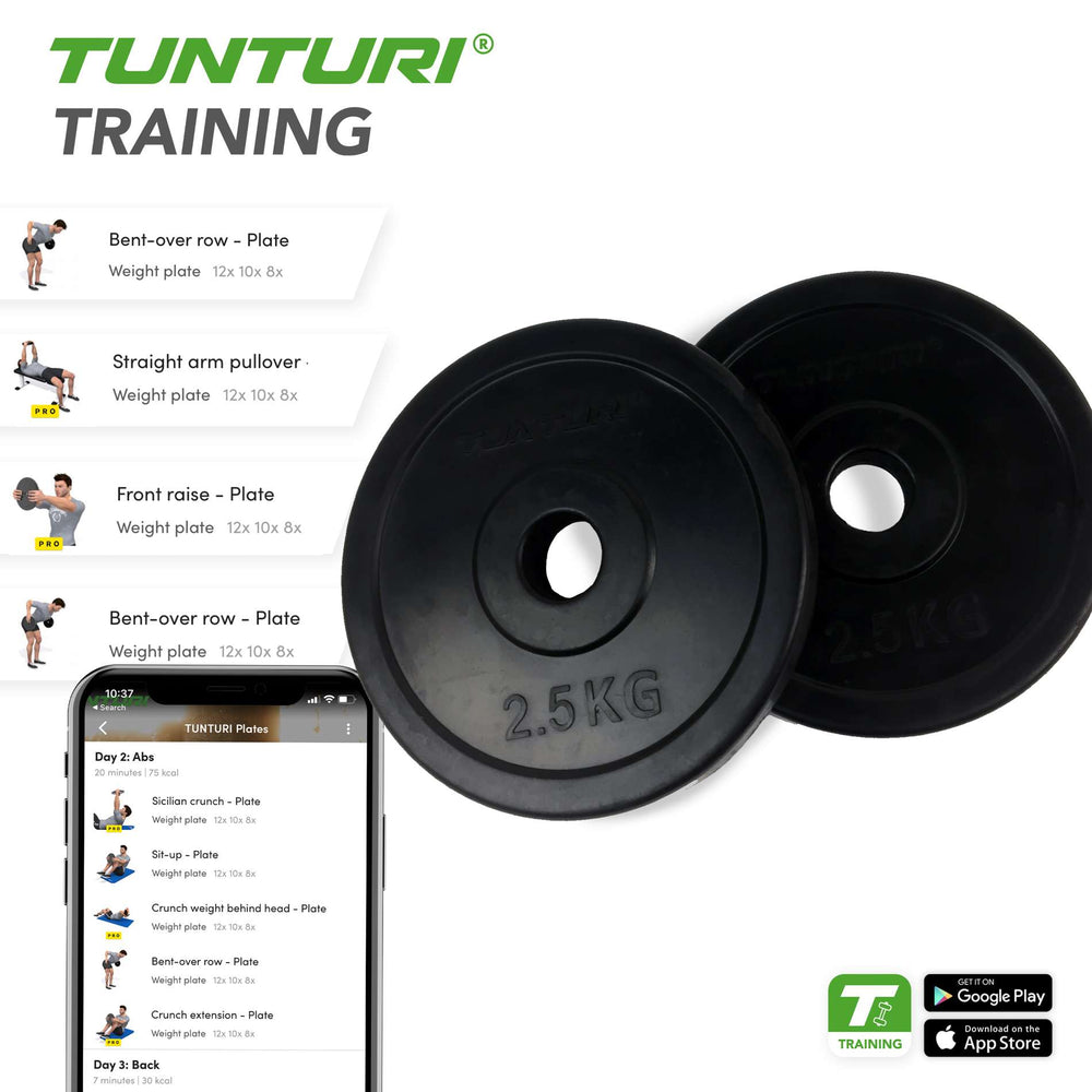 Tunturi Halterschijven - Ø 30 mm - Rubber 2x 2,50 kg
