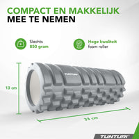 Tunturi Yoga grid foam roller 33 cm - Grijs