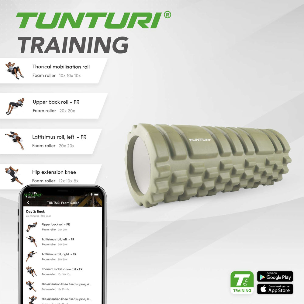 Rouleau de yoga Tunturi en mousse 33 cm - Vert armée