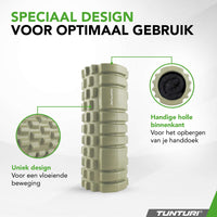 Tunturi Yoga grid foam roller 33 cm - Legergroen