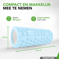 Tunturi Yoga grid foam roller 33 cm - Lichtblauw