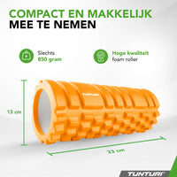 Tunturi Yoga grid foam roller 33 cm - Oranje