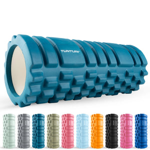 Rouleau en mousse quadrillé Tunturi Yoga 33 cm - Bleu pétrole