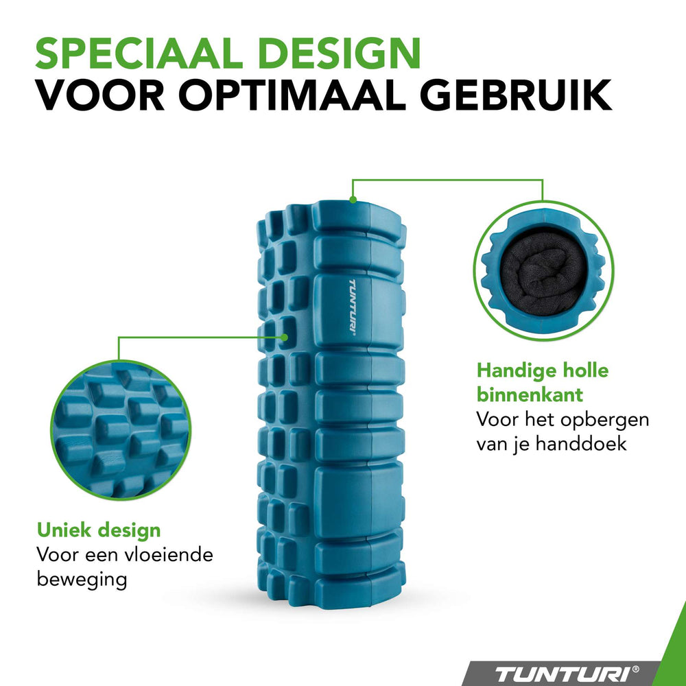 Rouleau en mousse quadrillé Tunturi Yoga 33 cm - Bleu pétrole