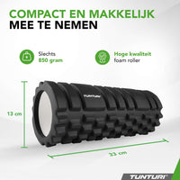 Tunturi Yoga grid foam roller 33 cm - Zwart