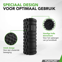 Tunturi Yoga grid foam roller 33 cm - Zwart