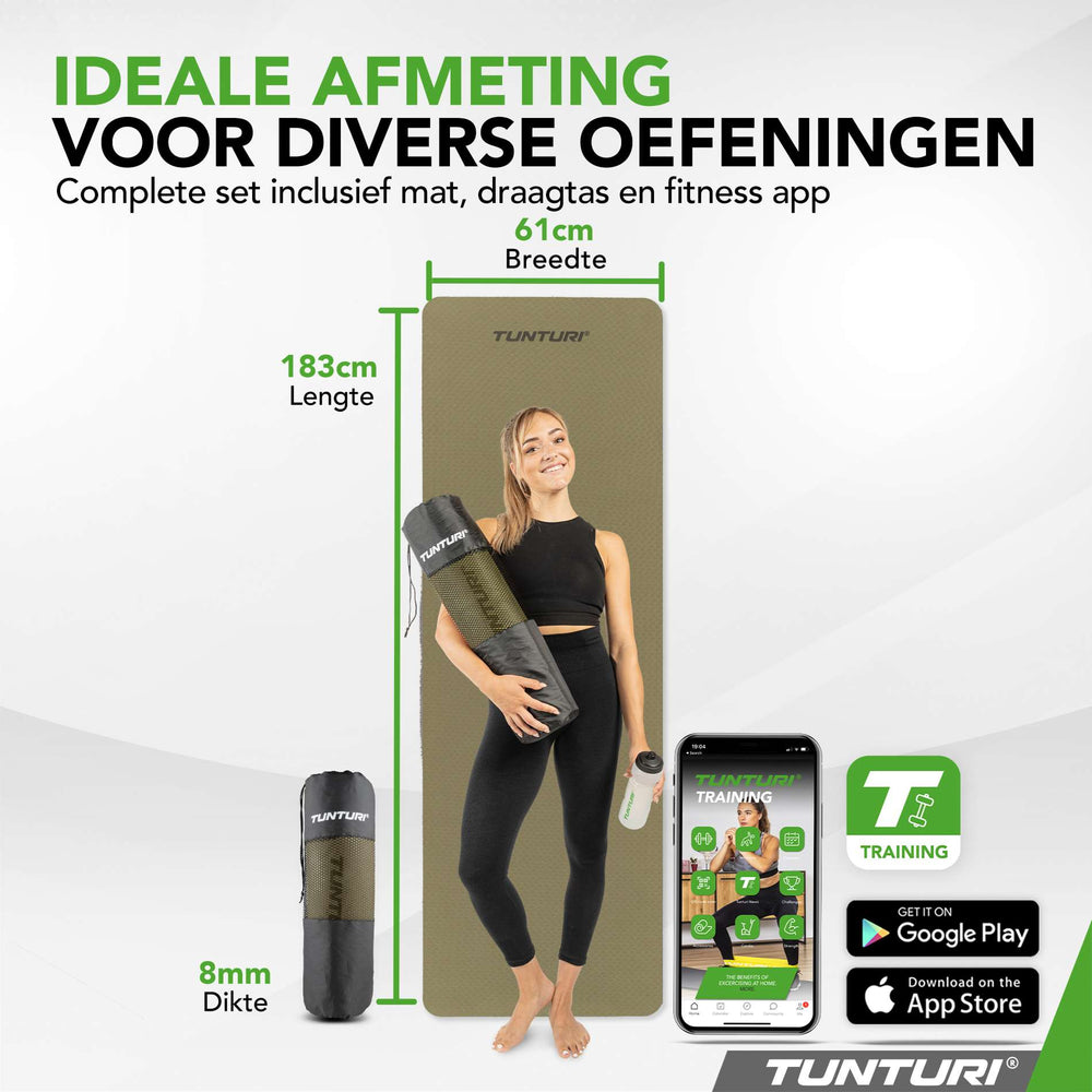 Tunturi Yogamat 8mm - Legergroen