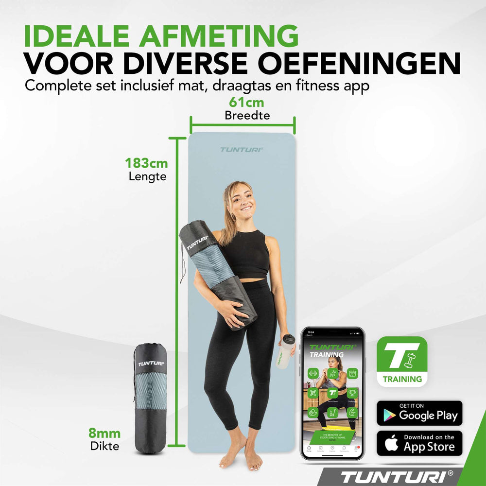 Tunturi Yogamat 8mm - Lichtblauw