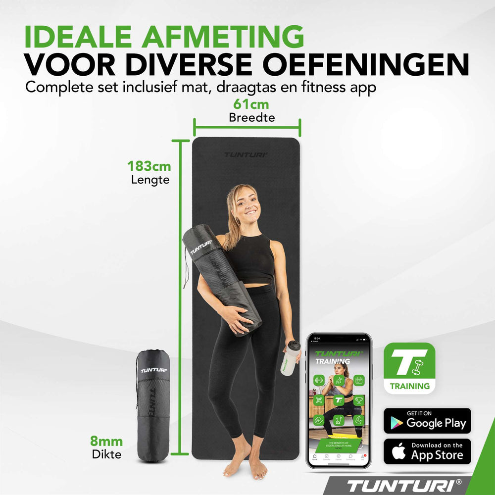 Tunturi Yogamat 8mm - Zwart