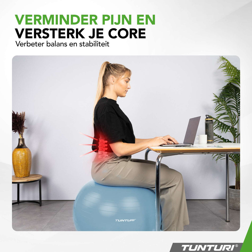 Tunturi Fitnessbal anti burst lichtblauw - 75 cm