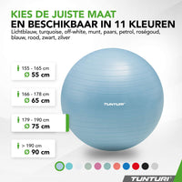 Tunturi Fitnessbal anti burst lichtblauw - 75 cm