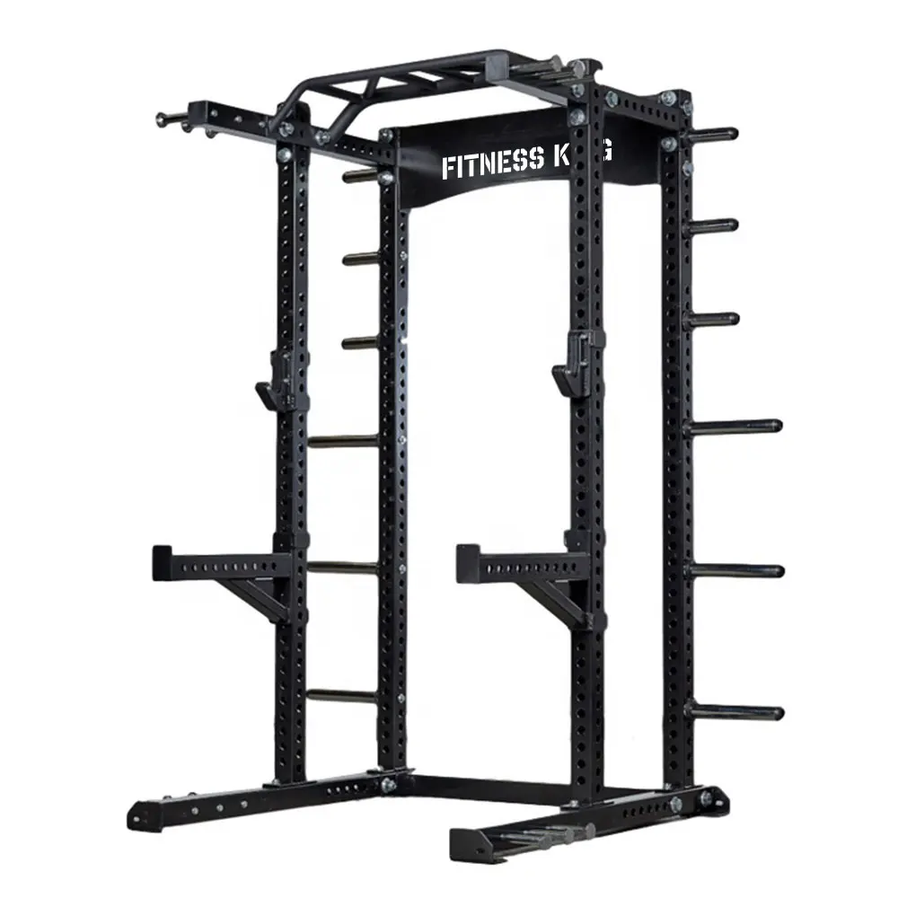 FitnessKing Power Rack FK9180 zwart met pull-up bar, safety arms en schijfopslag