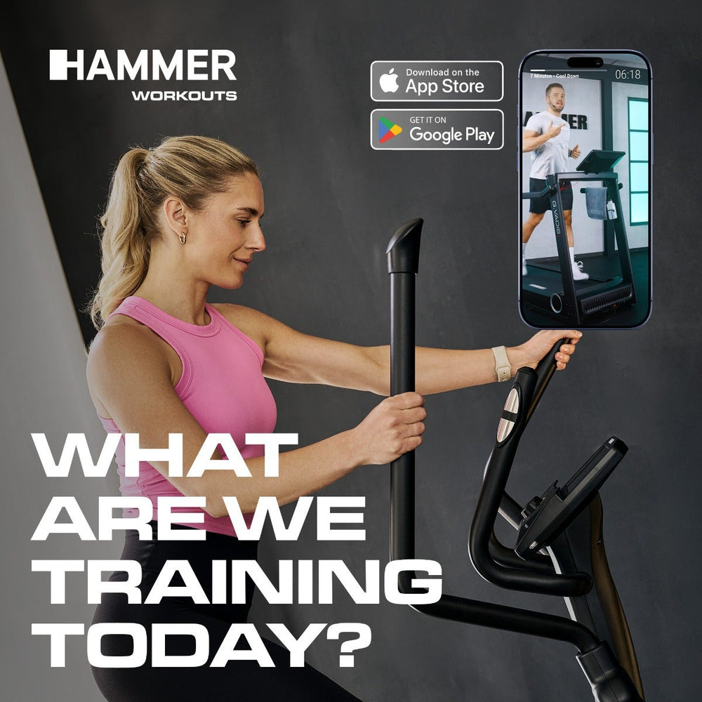 HAMMER Workouts op tablet bij de Loxon XTR ’26 Crosstrainer